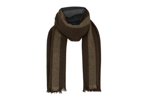 Travel Wrap Classic: Brown with Grey Stripe - Khunu yak wool